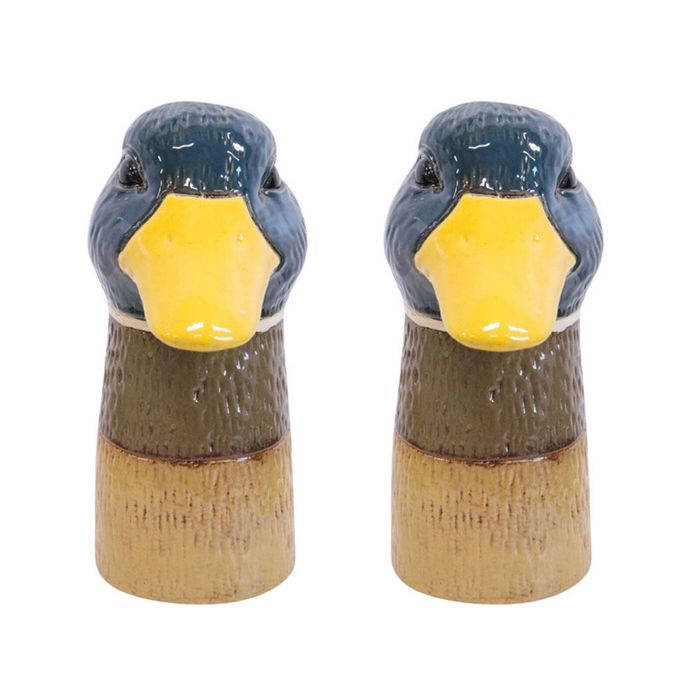 2PK LVD Mallard Ceramic Duck Flower Vase Plant Holder Home Desk Decor 16x22cm