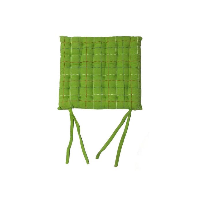 Bloomington 1 Pc Green Checkered Cotton Chair Pad 38 x 38 cm