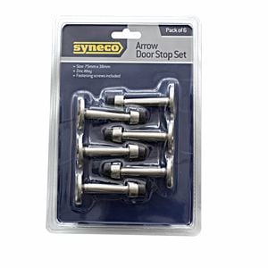 Syneco 6 Piece Brushed Nickel Arrow Door Stop Set