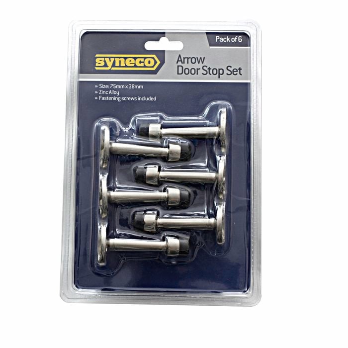 Syneco 6 Piece Brushed Nickel Arrow Door Stop Set