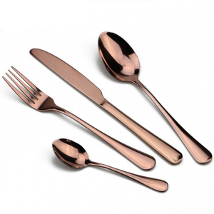 Salesbay Cutlery Set 24 Piece Stainless Steel Knife Fork Spoon Rosegold