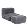 Ufurniture Large Bean Bag Chair w/ Foldable Ottoman 160 x 80cm Corduroy Floor Lounge Sofa Grey