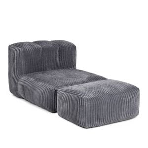 Ufurniture Large Bean Bag Chair w/ Foldable Ottoman 160 x 80cm Corduroy Floor Lounge Sofa Grey