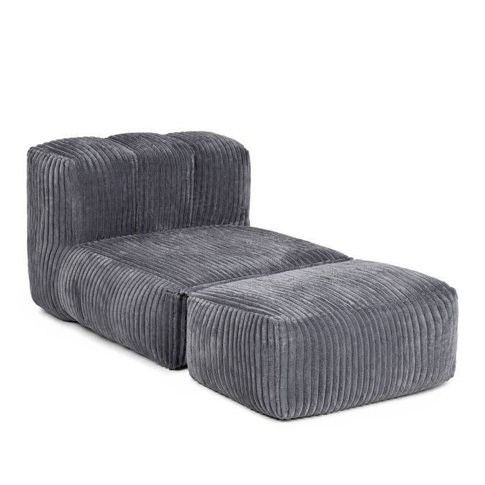 Ufurniture Large Bean Bag Chair w/ Foldable Ottoman 160 x 80cm Corduroy Floor Lounge Sofa Grey