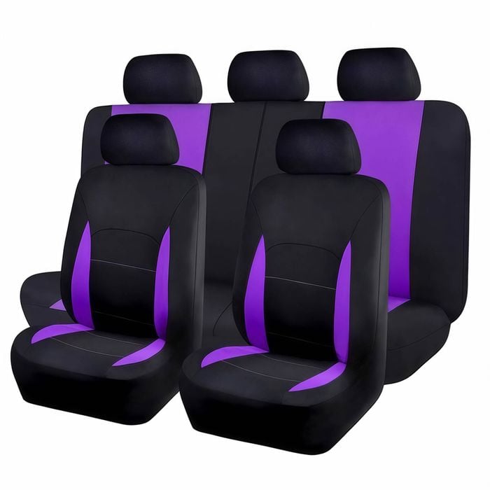 Catzon Car Seat Covers Full Set Polyester Seat Fit For Most Suvs Pickup Trucks-purple
