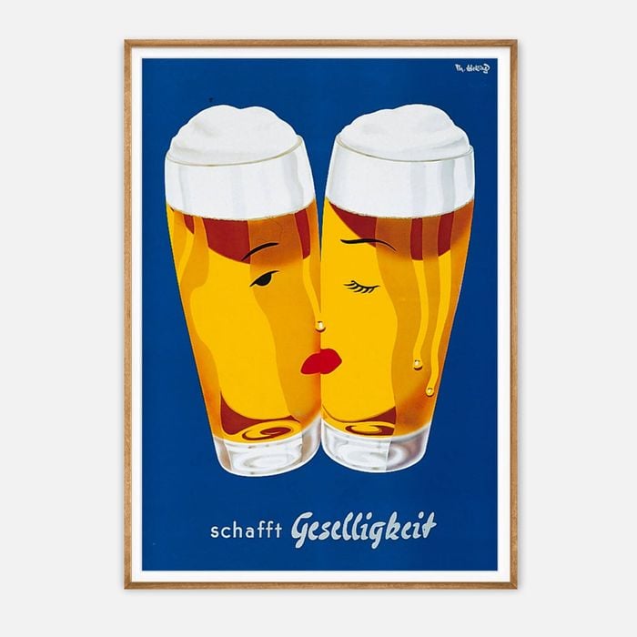 Galrie Schafft Geselligkeit Beer Poster - Classic Vintage Advertising Art Print, Wood Frame, A4 21 x 30cm (8 x 12inch)