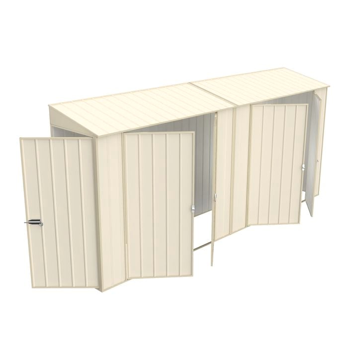 Build-a-Shed 0.8 x 4.5 x 2.0m Cream Skillion Double Door Plus Hinged Side Doors Shed