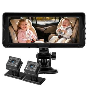 Playpals Baby Car Camera Monitor 7" Hd 1080p 2-baby 360° Rotation Night Vision