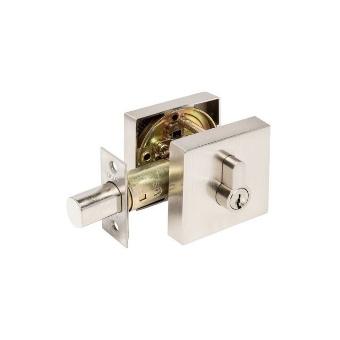 Zanda 65x65mm Diameter Brushed Nickel Triad Slimline Square Double Deadbolt (Key/Key)