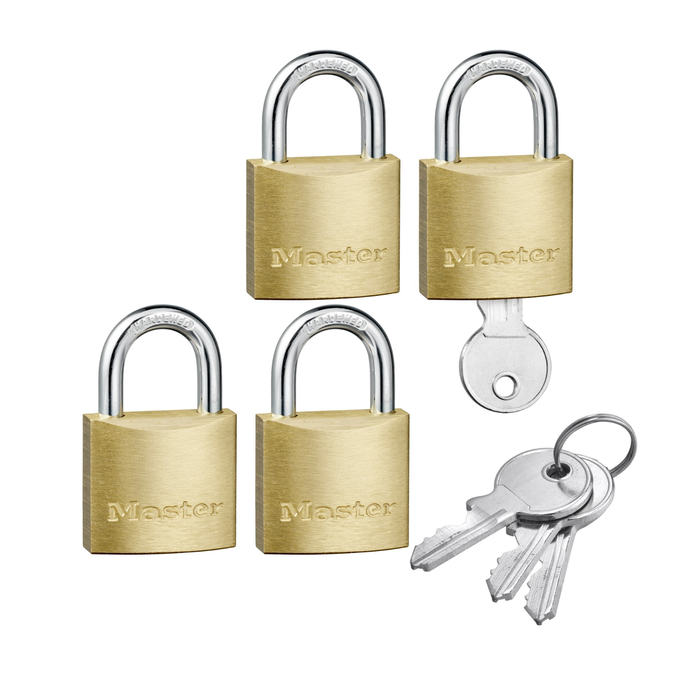 Master Lock 30mm Brass Keyed Padlock - 4 Pack