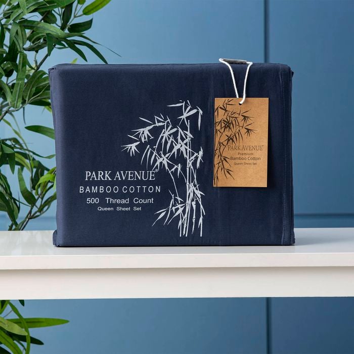 Park Avenue 500 Thread Count Bamboo Cotton Sheet Set Super King Indigo