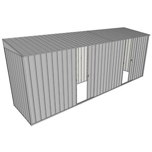 Build-A-Shed 1.2 x 5.2 x 2.0m Skillion Dual Single Sliding Side Doors Shed - Zinc