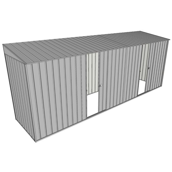 Build-A-Shed 1.2 x 5.2 x 2.0m Skillion Dual Single Sliding Side Doors Shed - Zinc