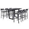 FurnitureOkay Bondi-Mosman 7-Piece Sintered Stone Outdoor Extendable Bar Setting - Black