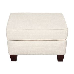 1825 Interiors Dynasty Ottoman Cream Durable Polyester Fabric Dark Walnut Legs