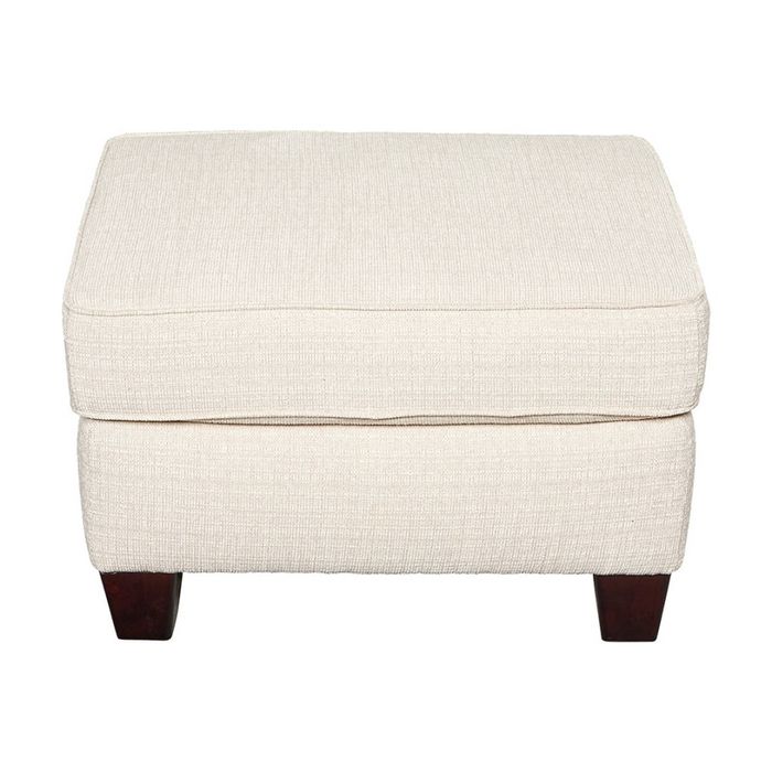 1825 Interiors Dynasty Ottoman Cream Durable Polyester Fabric Dark Walnut Legs