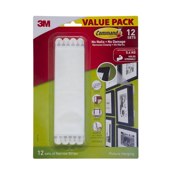 Command™ White Adhesive Narrow Picture Hanging Strips - 12 Pack