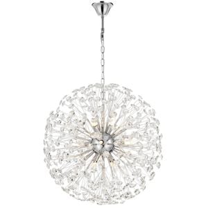 Telbix Lerida Modern Pendant Hanging Lamp Light Metal Crystal Chrome Clear Gloss