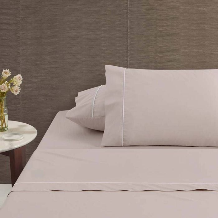 Accessorize White/Natural Piped Hotel Deluxe Cotton Sheet Set Super King