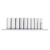 Kincrome 10 Piece 1/4" Drive Metric Mirror Polish Deep Socket Rail