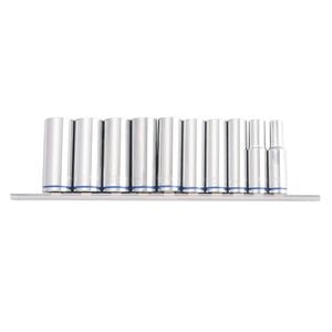 Kincrome 10 Piece 1/4" Drive Metric Mirror Polish Deep Socket Rail