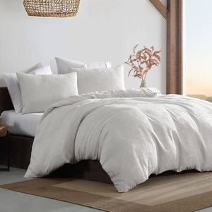 Ardor Avena White Textured Floral Jacquard Quilt Cover Set King