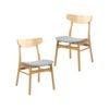 Cusco 2pc Set Dining Chair Fabric Seat Scandinavian Style Solid Rubberwood