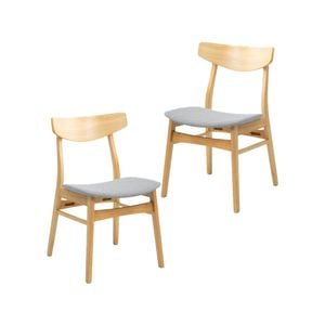 Cusco 2pc Set Dining Chair Fabric Seat Scandinavian Style Solid Rubberwood