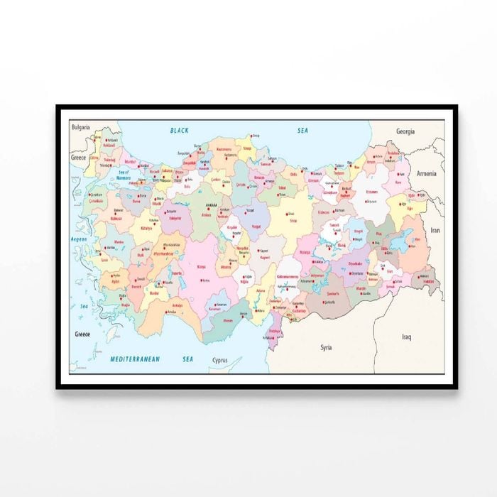Turkey Administrative Map  Print 100% Australian Made 120x90cm  (Poster)