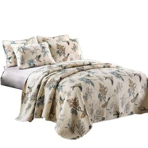 Catzon 3 Pieces Queen Size Quilt Bedding Set Floral Reversible Bedspread