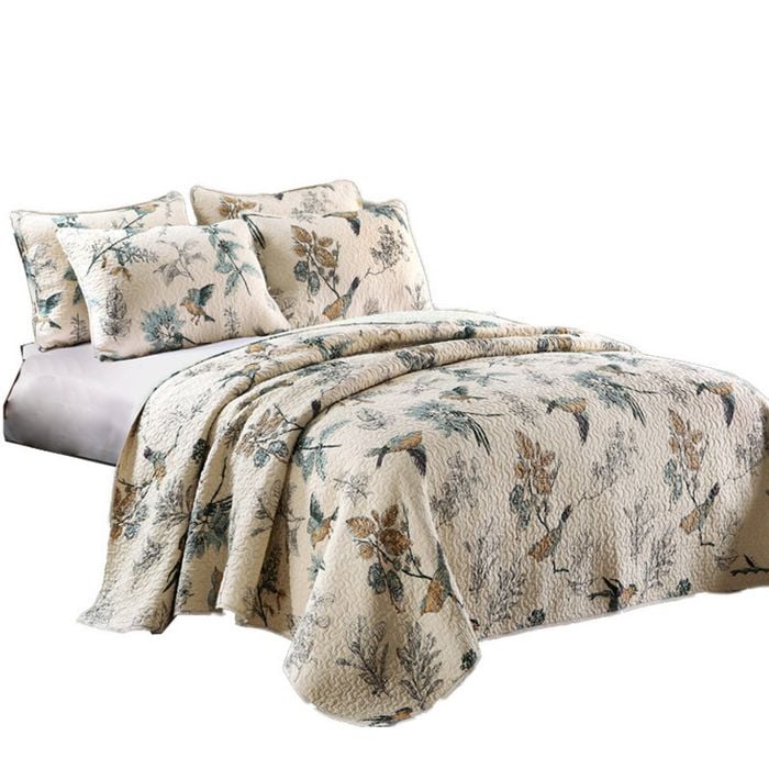 Catzon 3 Pieces Queen Size Quilt Bedding Set Floral Reversible Bedspread