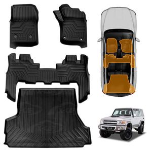 3d Floor Mats Boot Liner Set For Toyota Landcruiser 70/76 Series 2012-2023 All Weather Heavy Duty Cargo Car Trunk Luggage Tray