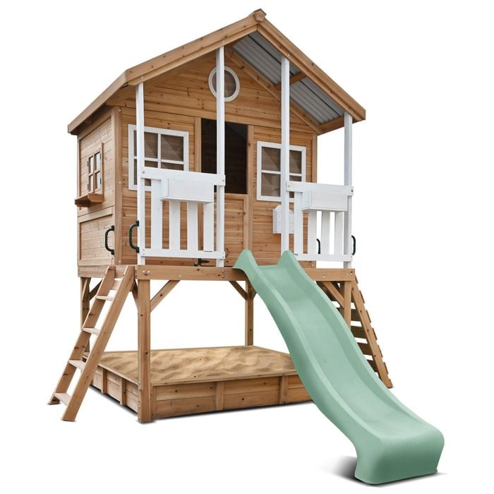 Lifespan Kids Winchester Cubby House (Elevated 1.2m) with 2.2m Pastel Green Slide