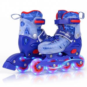 Costway 4Size Adjustable Roller Skates Skating Shoes Beginner Age 9-14 Blue