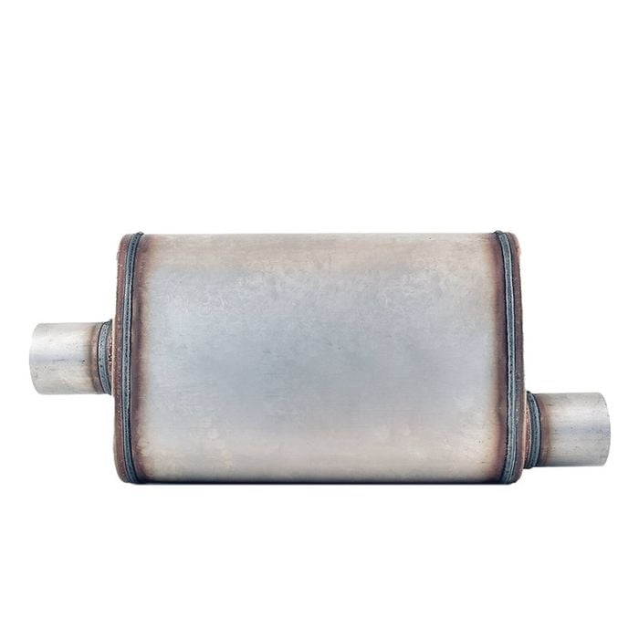 Outlaw T-409 Stainless Steel Straight Through Muffler, Single 2-1/2" Inlet/Outlet, Centre/Offset