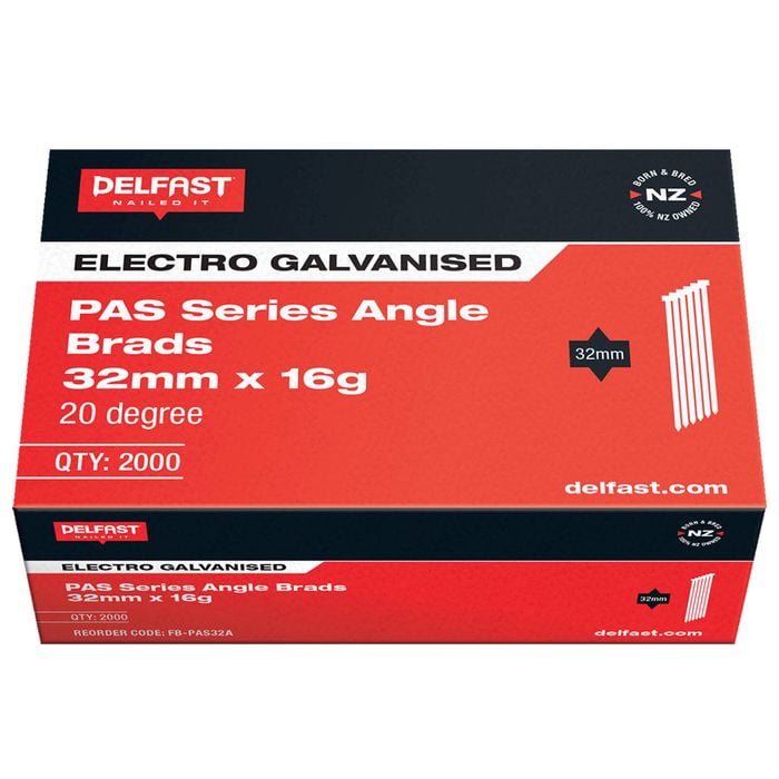 Delfast 32mm 16g Electro Galvanised Angle Brad - 2000 Pack