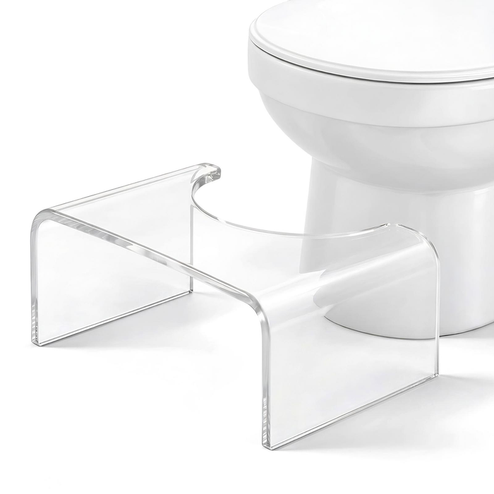 Nordhavn Acrylic Toilet Step Stool, 18cm Squat Potty Bathroom Footstool, Clear