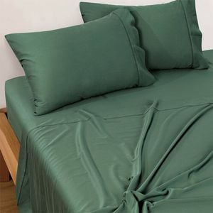 Bianca Rosebank 500TC Super King Bed Sheet Set w/ 2xPillowcases Forest Green