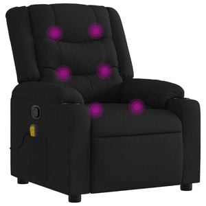 vidaXL Massage Recliner Chair Reclining Armchair Single Sofa Black Fabric