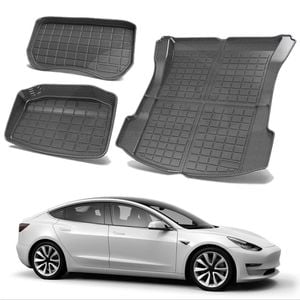 Interior Liners Set for Tesla Model 3 Carbon Fiber Style Rear Front Cargo Cover Mat Luggage 2019-2023