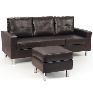 Sarantino Corner Sofa Couch with Chaise - Brown