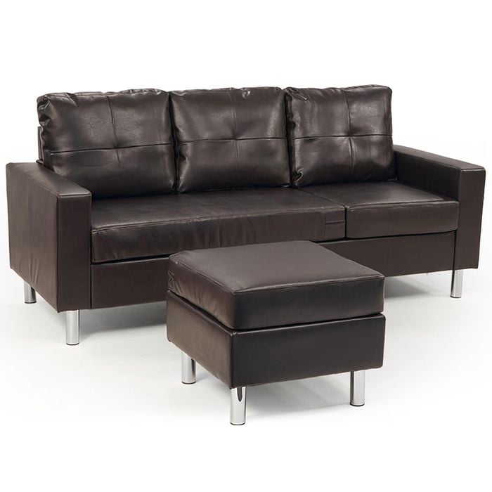 Sarantino Corner Sofa Couch with Chaise - Brown