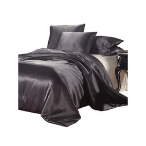 Satin Quilt Cover - Charcoal Grey