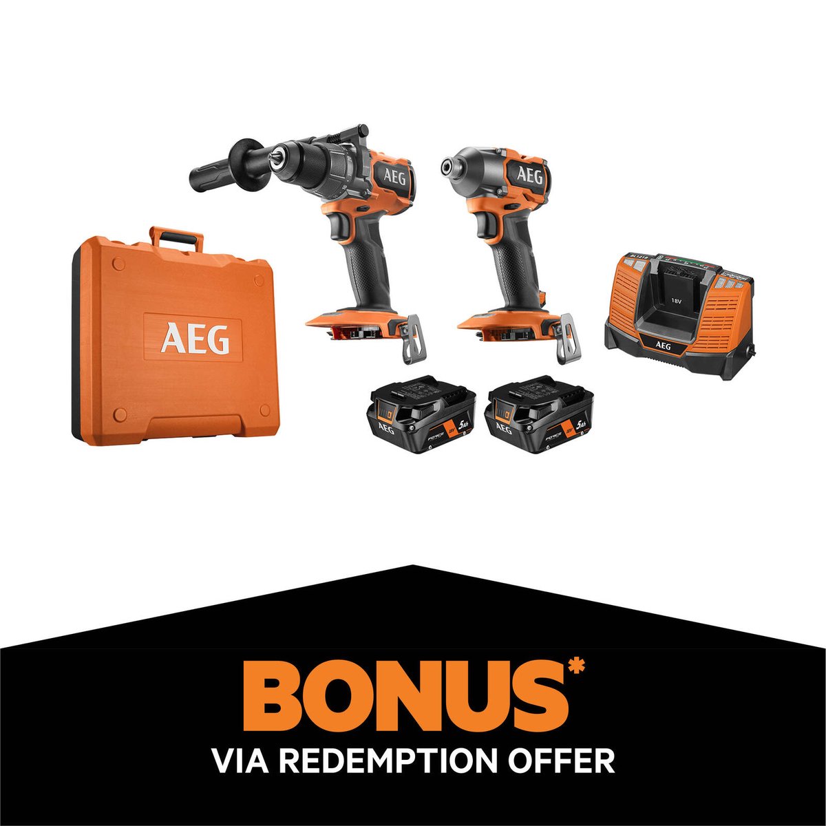 AEG 18V 5.0Ah 2 Piece FUSION Heavy Duty FORCE Kit Bunnings Australia
