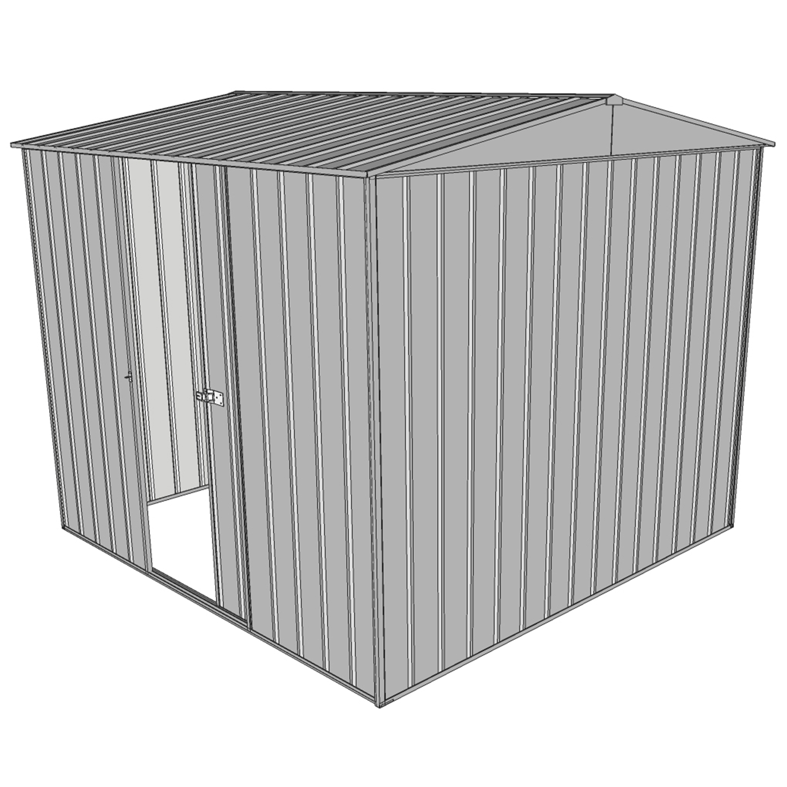 Build-a-Shed 2.3 x 2.3 x 2.3m Gable Single Sliding Side Door Shed - Zinc