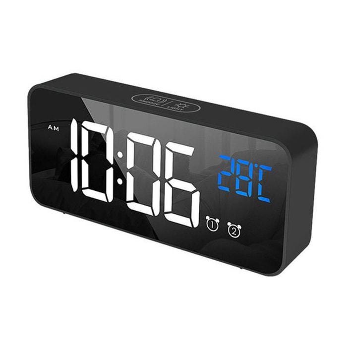 Catzon Led Music Alarm Clock With Dual Alarms & Voice Control & Snooze Function-black