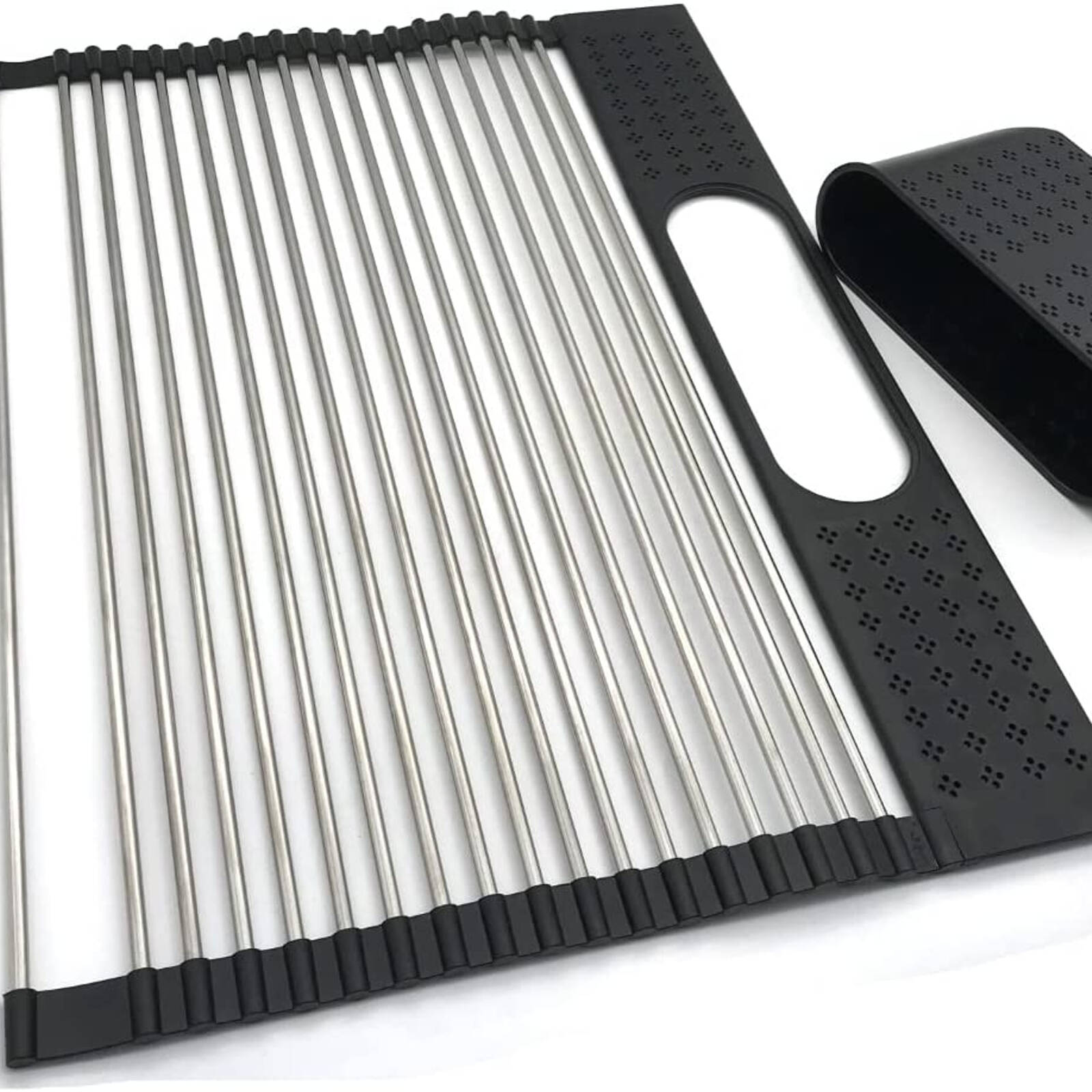CARLA HOME Large Stainless Steel Roll Up Dish Drying Rack with Utensil Holder for Home Kitchen Bunnings Australia