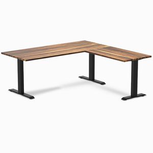 Desky Fixed Height Hardwood L-Shape Office Desk Matte Black Frame 180x175cm - Pheasantwood