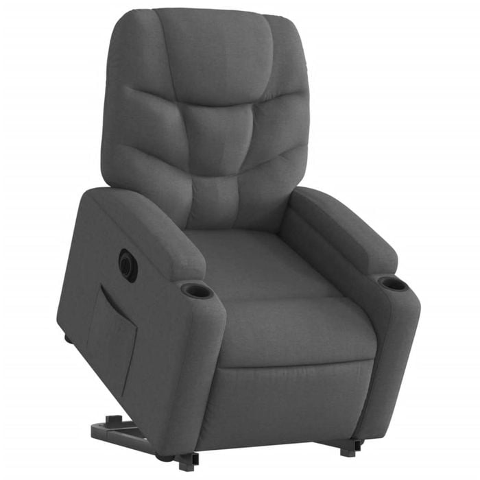 vidaXL Electric Stand up Recliner Chair Armchair Single Sofa Dark Grey Fabric
