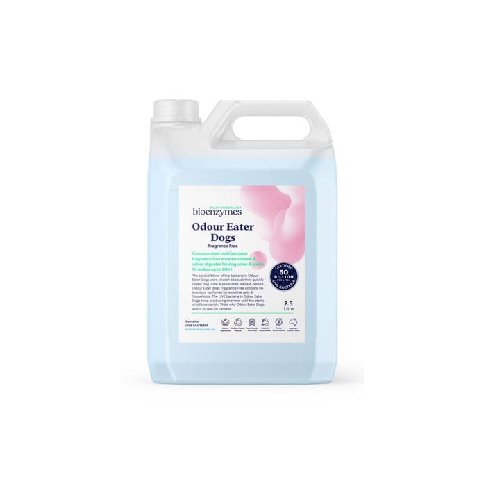 BioEnzymes Odour Eater Dogs Fragrance Free 2.5lt  Urine Remover & Enzyme Cleaner  Pet Odour & Stain Cleaner with Live Bacteria